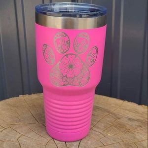 Paw print pink 30 oz. Tumbler